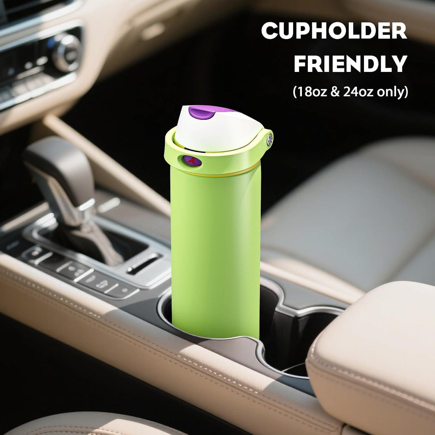 24 oz Stainless Steel Water Bottle: 2-in-1 Push-Button Spout & Quick-Flip Straw, Leakproof, Cold 24Hrs, Fits Car Cup Holder, Insulated Vacuum Flask for Sports, Trip, School Gift (Storm Hammer) - Colors B