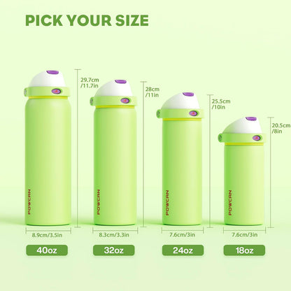 24 oz Stainless Steel Water Bottle: 2-in-1 Push-Button Spout & Quick-Flip Straw, Leakproof, Cold 24Hrs, Fits Car Cup Holder, Insulated Vacuum Flask for Sports, Trip, School Gift (Storm Hammer) - Colors B