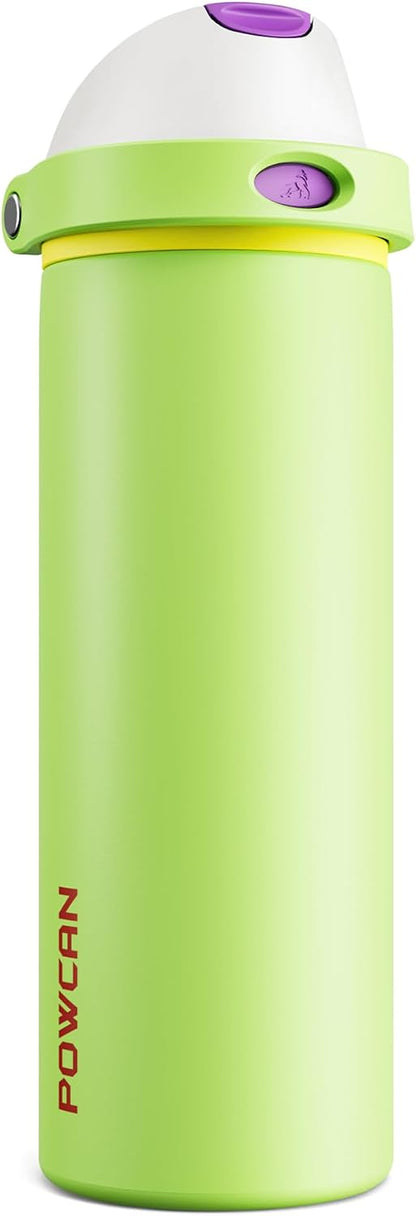 24 oz Stainless Steel Water Bottle: 2-in-1 Push-Button Spout & Quick-Flip Straw, Leakproof, Cold 24Hrs, Fits Car Cup Holder, Insulated Vacuum Flask for Sports, Trip, School Gift (Storm Hammer) - Colors B