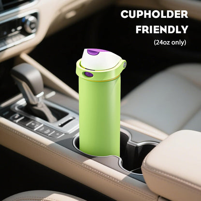 24 oz Stainless Steel Water Bottle: 2-in-1 Push-Button Spout & Quick-Flip Straw, Leakproof, Cold 24Hrs, Fits Car Cup Holder, Insulated Vacuum Flask for Sports, Trip, School Gift (Storm Hammer) - Colors B
