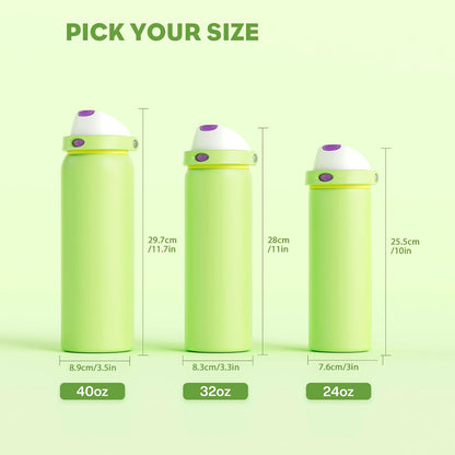 24 oz Stainless Steel Water Bottle: 2-in-1 Push-Button Spout & Quick-Flip Straw, Leakproof, Cold 24Hrs, Fits Car Cup Holder, Insulated Vacuum Flask for Sports, Trip, School Gift (Storm Hammer) - Colors B