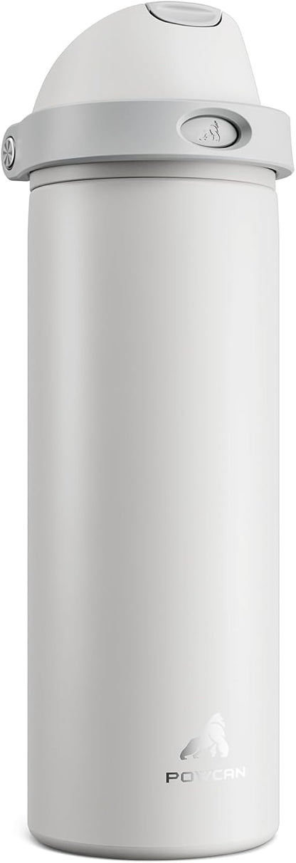 24 oz Stainless Steel Water Bottle: 2-in-1 Push-Button Spout & Quick-Flip Straw, Leakproof, Cold 24Hrs, Fits Car Cup Holder, Insulated Vacuum Flask for Sports, Trip, School Gift (Storm Hammer) - Colors B