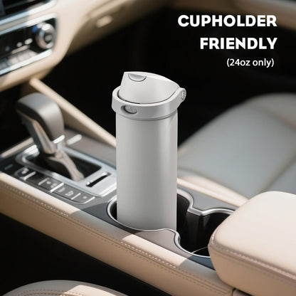 24 oz Stainless Steel Water Bottle: 2-in-1 Push-Button Spout & Quick-Flip Straw, Leakproof, Cold 24Hrs, Fits Car Cup Holder, Insulated Vacuum Flask for Sports, Trip, School Gift (Storm Hammer) - Colors B