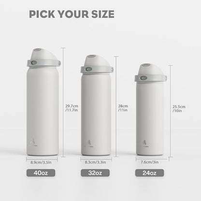 24 oz Stainless Steel Water Bottle: 2-in-1 Push-Button Spout & Quick-Flip Straw, Leakproof, Cold 24Hrs, Fits Car Cup Holder, Insulated Vacuum Flask for Sports, Trip, School Gift (Storm Hammer) - Colors B