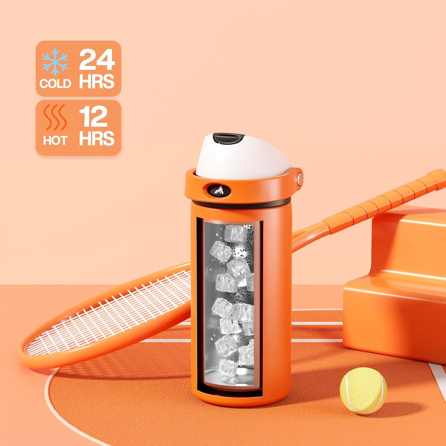 24 oz Stainless Steel Water Bottle: 2-in-1 Push-Button Spout & Quick-Flip Straw, Leakproof, Cold 24Hrs, Fits Car Cup Holder, Insulated Vacuum Flask for Sports, Trip, School Gift (Storm Hammer) - Colors B