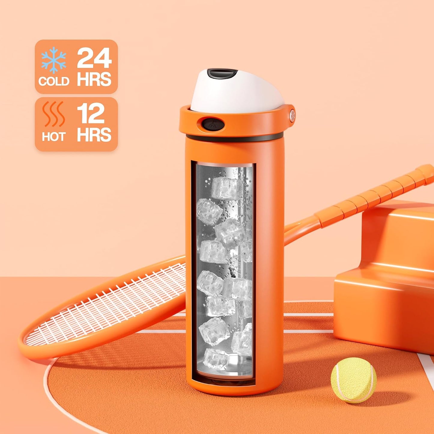 24 oz Stainless Steel Water Bottle: 2-in-1 Push-Button Spout & Quick-Flip Straw, Leakproof, Cold 24Hrs, Fits Car Cup Holder, Insulated Vacuum Flask for Sports, Trip, School Gift (Storm Hammer) - Colors B