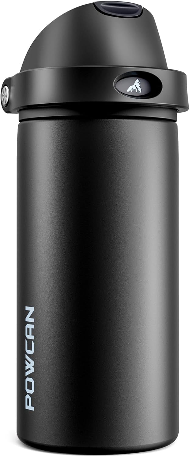 24 oz Stainless Steel Water Bottle: 2-in-1 Push-Button Spout & Quick-Flip Straw, Leakproof, Cold 24Hrs, Fits Car Cup Holder, Insulated Vacuum Flask for Sports, Trip, School Gift (Storm Hammer) - Colors B
