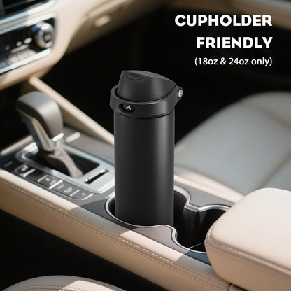 24 oz Stainless Steel Water Bottle: 2-in-1 Push-Button Spout & Quick-Flip Straw, Leakproof, Cold 24Hrs, Fits Car Cup Holder, Insulated Vacuum Flask for Sports, Trip, School Gift (Storm Hammer) - Colors B
