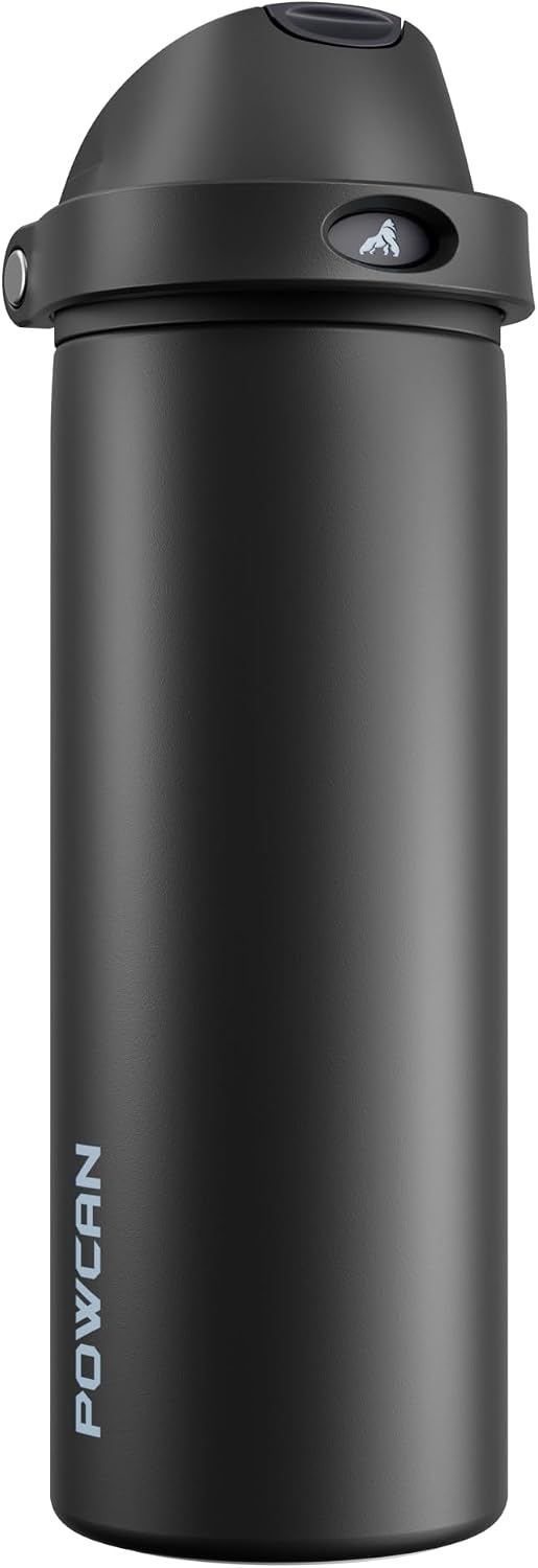24 oz Stainless Steel Water Bottle: 2-in-1 Push-Button Spout & Quick-Flip Straw, Leakproof, Cold 24Hrs, Fits Car Cup Holder, Insulated Vacuum Flask for Sports, Trip, School Gift (Storm Hammer) - Colors B