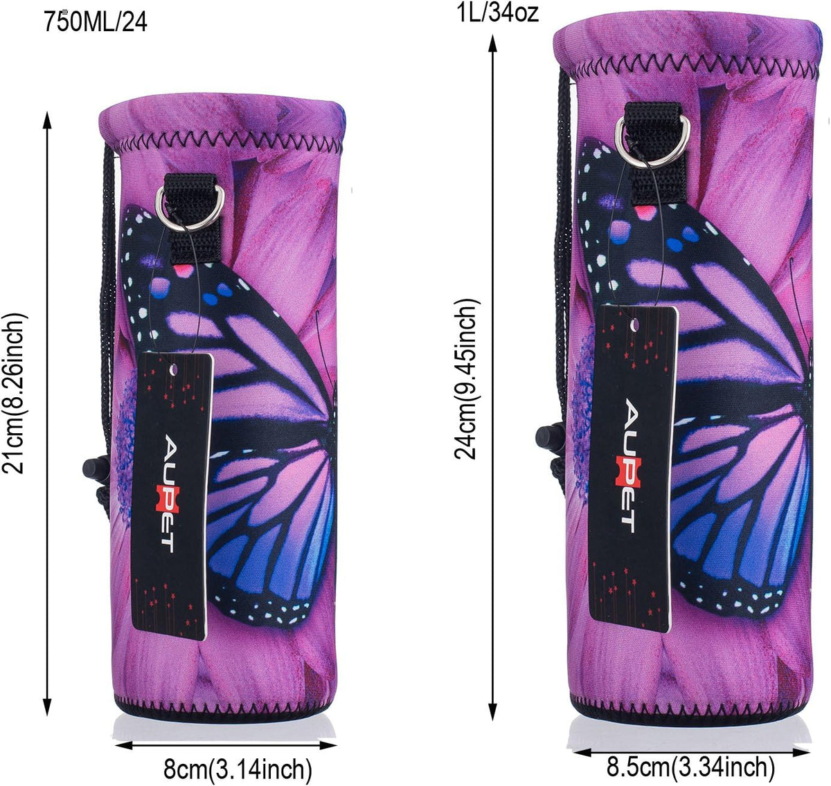Water Bottle Carrier,Insulated Neoprene Water bottle Holder Bag Case Pouch Cover 1000ML or 750ML,Adjustable Shoulder Strap, Great for Stainless Steel and Plastic Bottles
