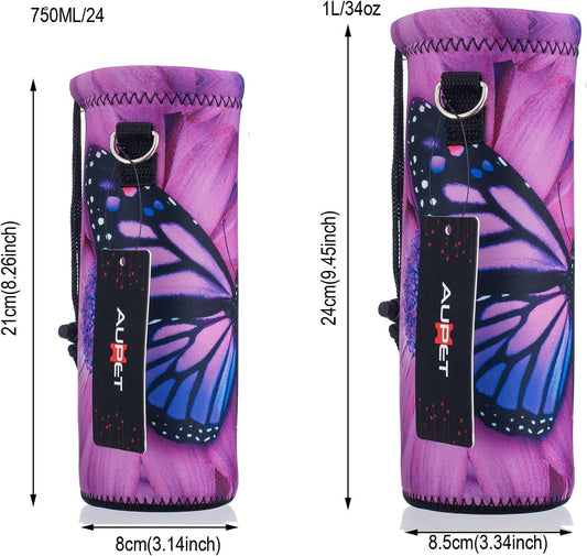 Water Bottle Carrier,Insulated Neoprene Water bottle Holder Bag Case Pouch Cover 1000ML or 750ML,Adjustable Shoulder Strap, Great for Stainless Steel and Plastic Bottles