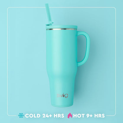 40oz Mega Mug, 40 oz Tumbler with Handle and Straw, Cup Holder Friendly, Dishwasher Safe, Extra Large Insulated Tumbler, Stainless Steel (Pickleball)