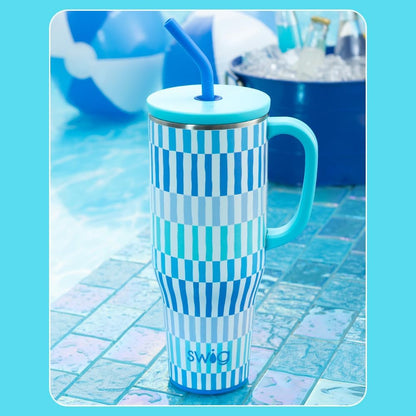 40oz Mega Mug, 40 oz Tumbler with Handle and Straw, Cup Holder Friendly, Dishwasher Safe, Extra Large Insulated Tumbler, Stainless Steel (Pickleball)