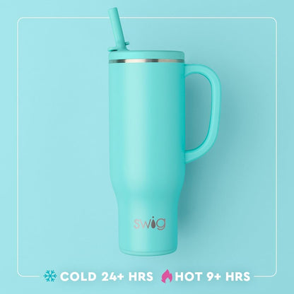 40oz Mega Mug, 40 oz Tumbler with Handle and Straw, Cup Holder Friendly, Dishwasher Safe, Extra Large Insulated Tumbler, Stainless Steel (Pickleball)