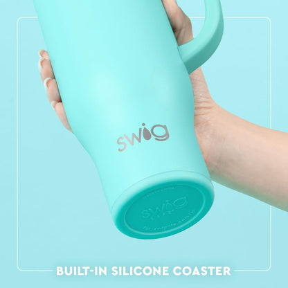 40oz Mega Mug, 40 oz Tumbler with Handle and Straw, Cup Holder Friendly, Dishwasher Safe, Extra Large Insulated Tumbler, Stainless Steel (Pickleball)
