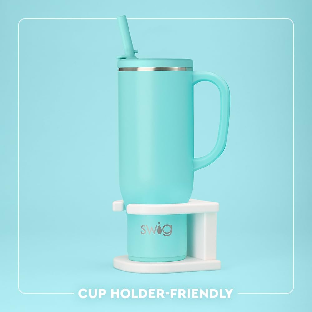 40oz Mega Mug, 40 oz Tumbler with Handle and Straw, Cup Holder Friendly, Dishwasher Safe, Extra Large Insulated Tumbler, Stainless Steel (Pickleball)