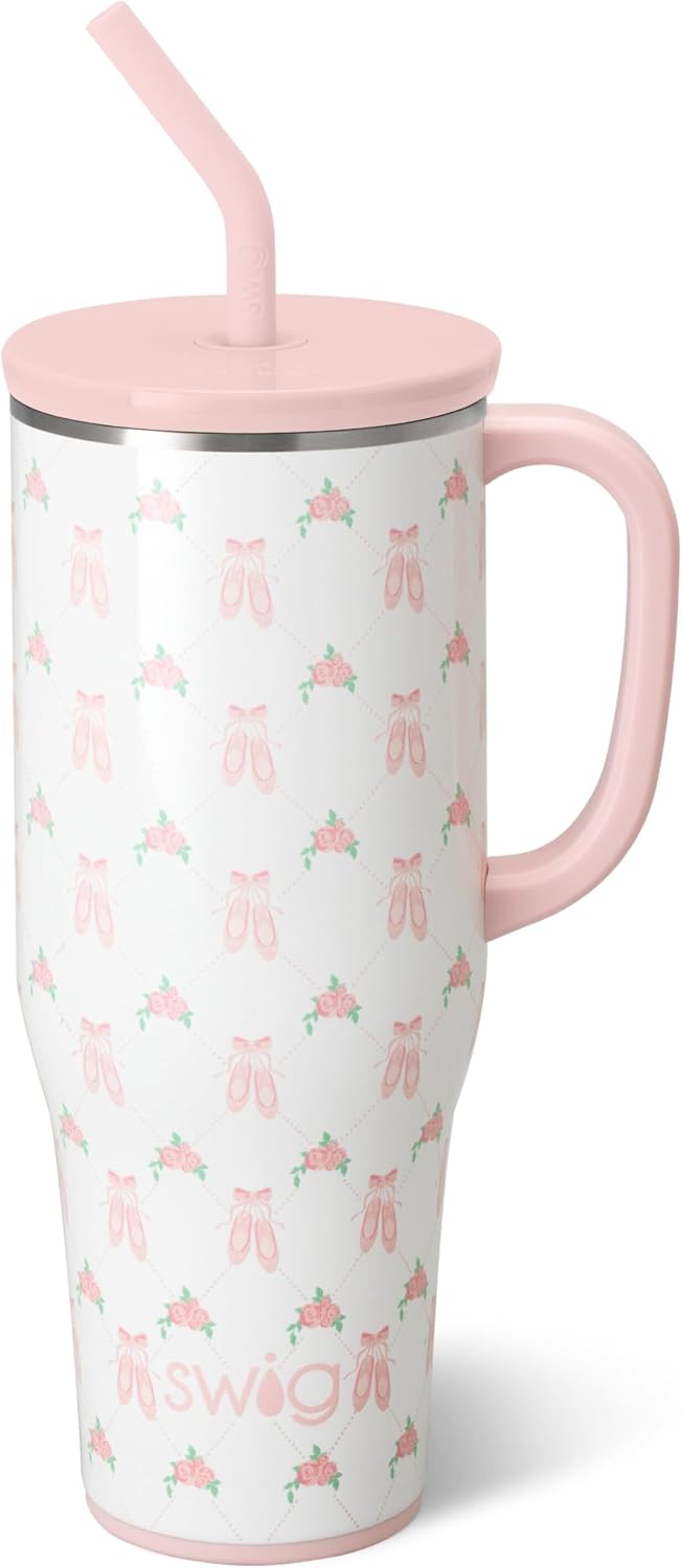 40oz Mega Mug, 40 oz Tumbler with Handle and Straw, Cup Holder Friendly, Dishwasher Safe, Extra Large Insulated Tumbler, Stainless Steel (Pickleball)