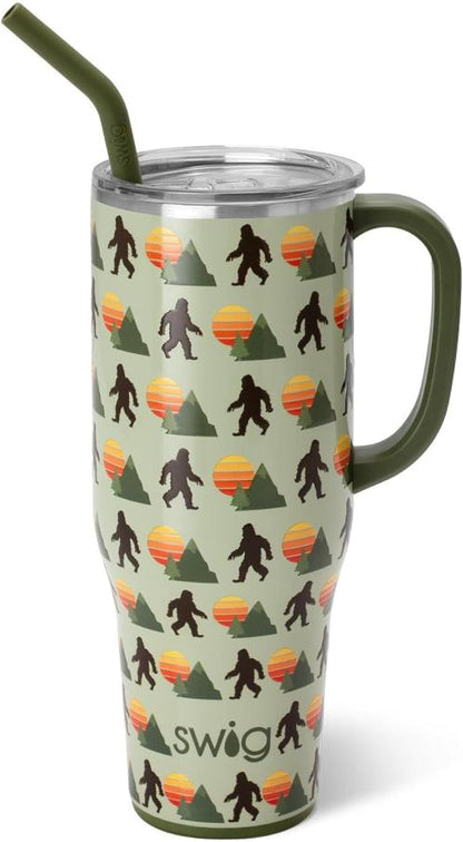 40oz Mega Mug, 40 oz Tumbler with Handle and Straw, Cup Holder Friendly, Dishwasher Safe, Extra Large Insulated Tumbler, Stainless Steel (Pickleball)