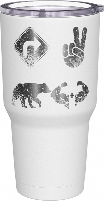 Right 2 Bear Arms - Coffee Tumbler - American Flag Coffee Travel Mug - Engraved Tumbler - Double Insulated Tumbler - 30 oz