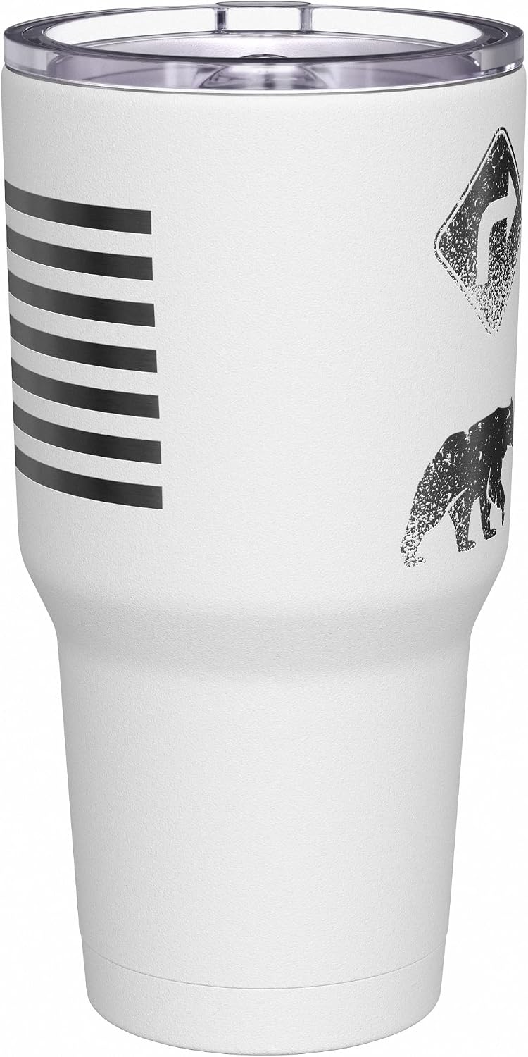 Right 2 Bear Arms - Coffee Tumbler - American Flag Coffee Travel Mug - Engraved Tumbler - Double Insulated Tumbler - 30 oz