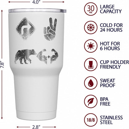 Right 2 Bear Arms - Coffee Tumbler - American Flag Coffee Travel Mug - Engraved Tumbler - Double Insulated Tumbler - 30 oz