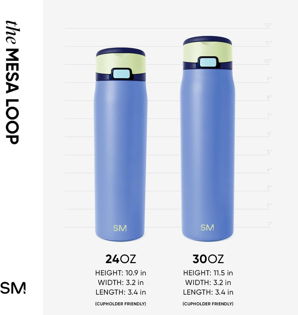 Water Bottle with Straw & Handle | 24oz | Blue | Mesa Loop Insulated Water Bottle for School, Sports, Travel | Leak Proof, Stainless Steel | Snow Day - Colors A