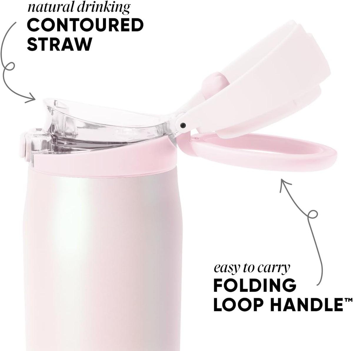 Water Bottle with Straw & Handle | 24oz | Blue | Mesa Loop Insulated Water Bottle for School, Sports, Travel | Leak Proof, Stainless Steel | Snow Day - Colors A