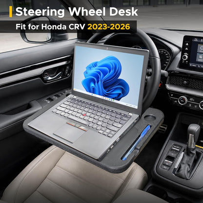 EcoNour 2 in 1 Car Steering Wheel Desk | Tray for Laptop Car Mount with Pen Holder | Desk Console for Car | Food Tray for Eating with Drinks Holder | Multipurpose Travel Car Accessories