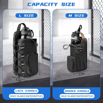 JACZZO Magnetic Gym Bag for Men and Women, Magnetic Water Bottle Holder for Gym, Small Gym Bag, Gym Gifts for Women and Men (Black, <40 OZ)