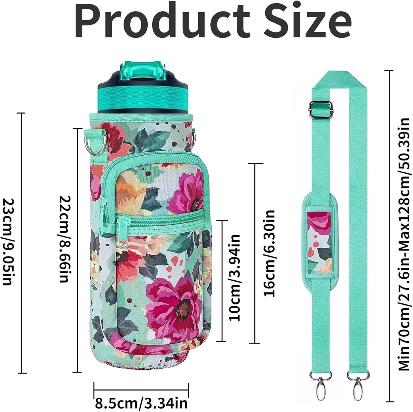 Water Bottle Holder with Strap, Insulated Crossbody Sling Bag, Carrier with Phone Pocket for Walking Hiking Camping Fishing