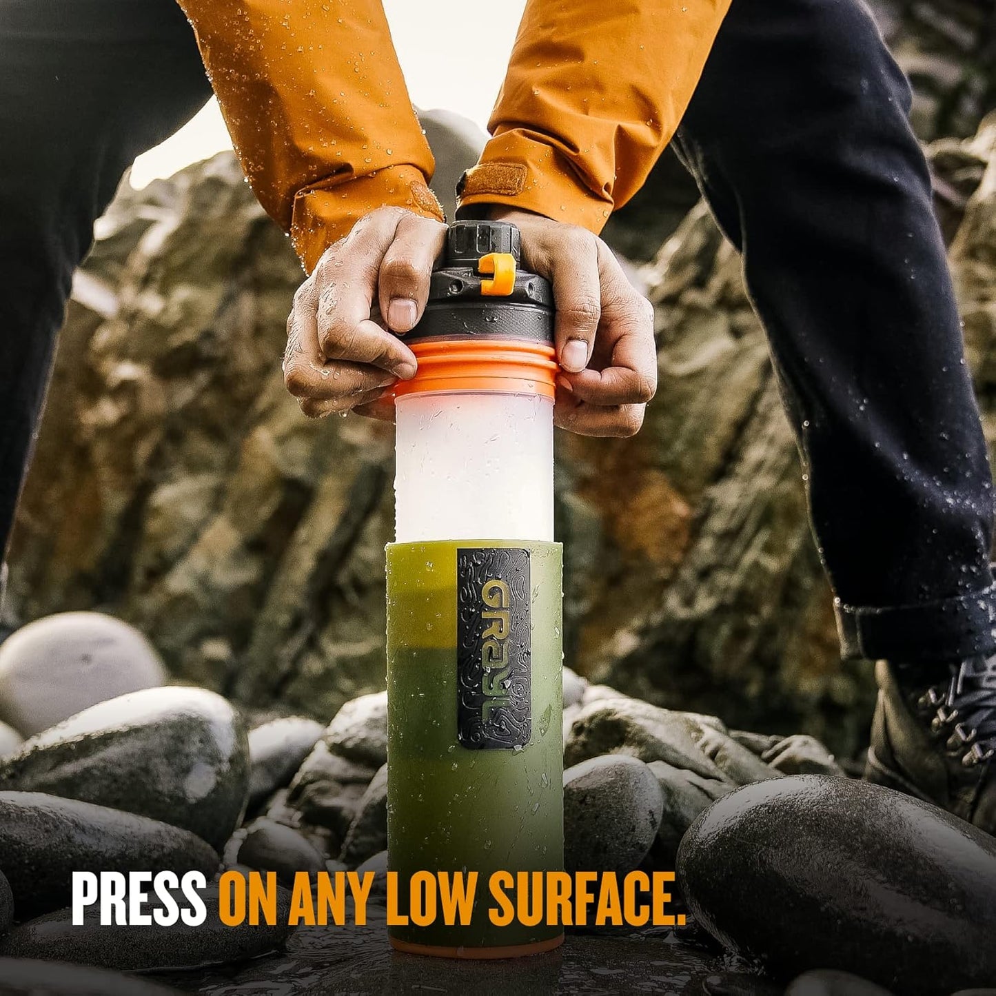 GRAYL GeoPress 24 oz Water Purifier Bottle - Filter for Hiking, Camping, Survival, Travel (Bali Blue)