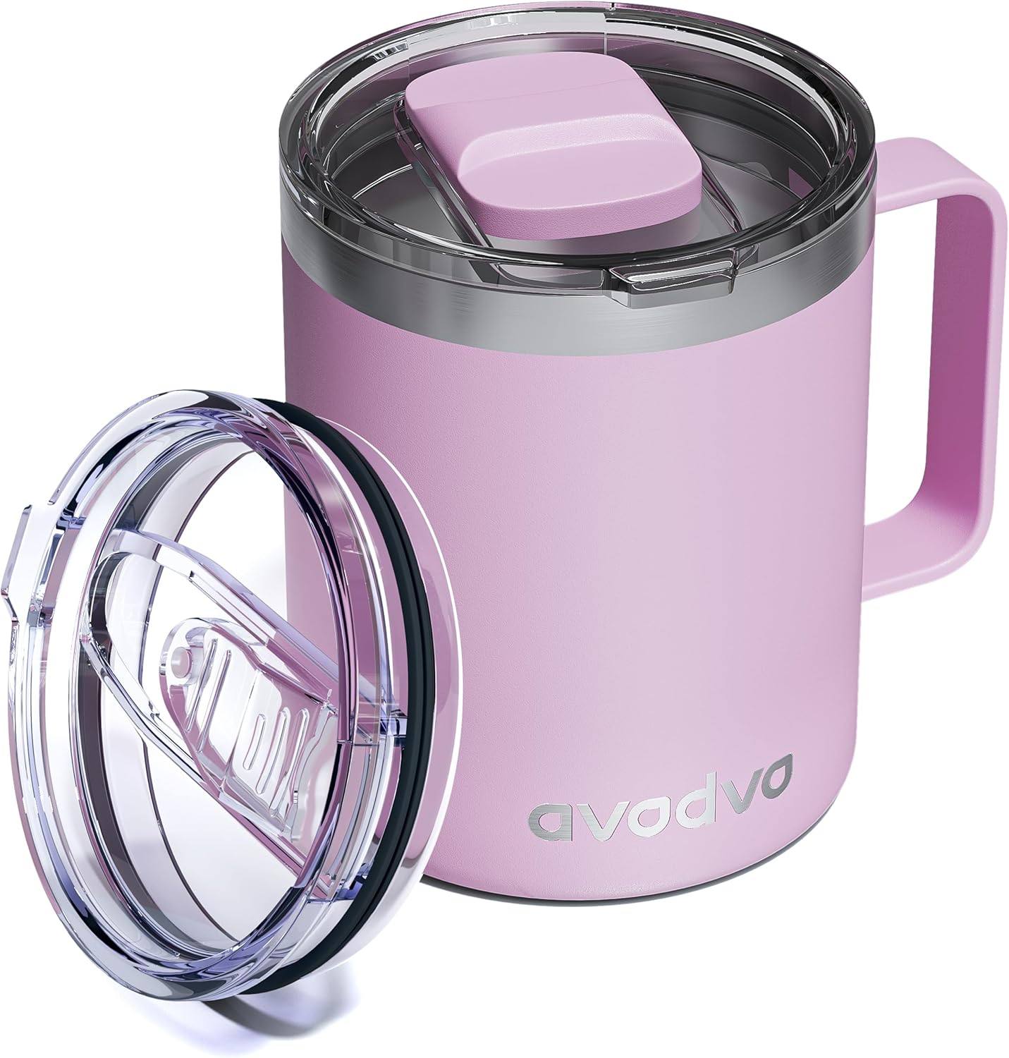 12oz Insulated Coffee Mug with Lid – Includes Two Lids, Stainless Steel Coffee Travel Mug with Handle, Double Wall Vacuum Insulated Camping Mug for Home, Office & Outdoor, Navy Blue
