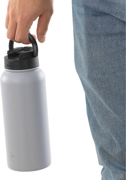 JoyJolt Triple Insulated Water Bottle with Straw Lid AND Flip Lid! 22oz Water Bottle, 12 Hour Hot/Cold Vacuum Insulated Stainless Steel Water Bottle. BPA-Free Leakproof Water Bottles - Thermos Bottle