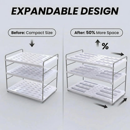 YAN & HIN Expandable Water Bottle Organizer for Cabinet, 3 Tier Tumbler Organizer, Adjustable Bottle Holder, Kitchen Pantry Storage Rack