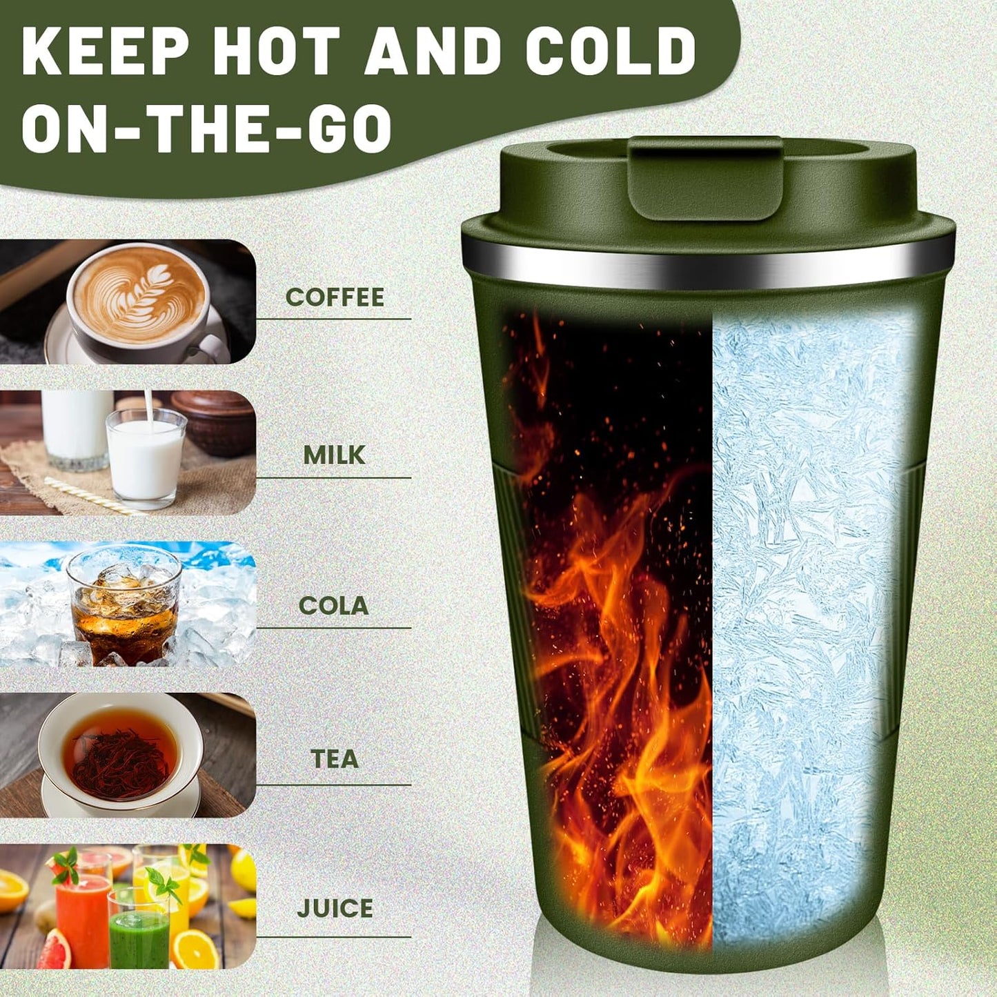 DUBUXW Insulated Coffee Tumblers with Flip Lid 12oz / 17oz, Stainless Steel Travel Coffee Mug Leak Proof, Vacuum Insulated Coffee Mug Reusable Cup, Keeps Cold and Hot for Coffee Tea