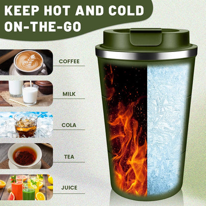 DUBUXW Insulated Coffee Tumblers with Flip Lid 12oz / 17oz, Stainless Steel Travel Coffee Mug Leak Proof, Vacuum Insulated Coffee Mug Reusable Cup, Keeps Cold and Hot for Coffee Tea