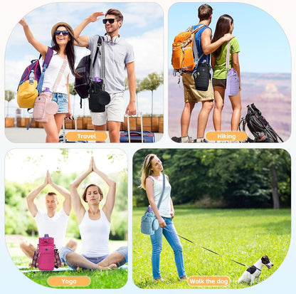 Water Bottle Carrier Bag with Strap, Sling Bag for Walking, Hiking, Cycling, Black, 40 Ounces