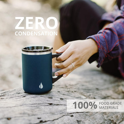 Elemental Insulated Coffee Mug - Triple-Wall Stainless Steel Summit Travel Cup for Hot and Cold Drinks - Thermal Coffee Mug with Lid and Handle for Camping, Office & Travel 16oz - Rainbow Speckle