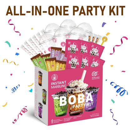 O's Bubble Boba Tea Kit - Bubble Tea Kit - All in One Boba Kit - Boba Kit for Kids - 6 Servings Includes Cups, Straws, Stirrer (Party Kit Variety Pack Upgrade) (Mixed Fruit)