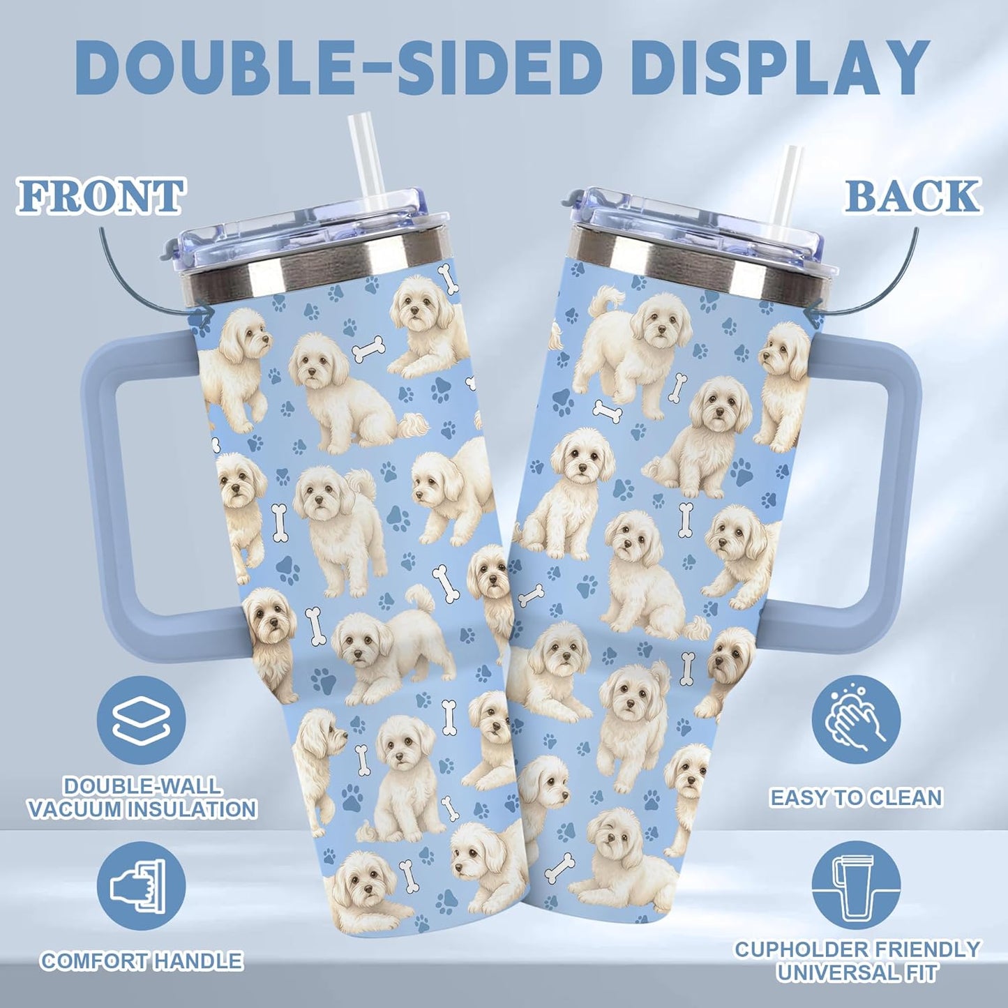Beagle Gifts for Women Men, 40oz Stainless Steel Insulated Tumbler Travel Cup Mug, Funny and Unique Beagle Gifts for Dog Lover - Colors A