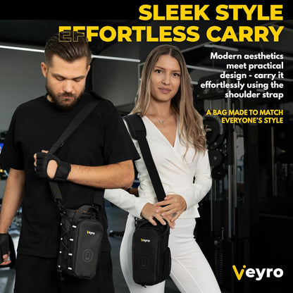 Veyro Magnetic Gym Bag with strong Magnetic Phone Holder - Gym water bottle bag holder for men and women - Compact Gym Crossbody Pouch - Compact Crossbody Pouch (Black)