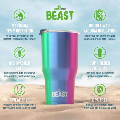 Beast 10 oz Tumbler Stainless Steel Vacuum Insulated Coffee Ice Cup Double Wall Travel Flask (Arctic White)
