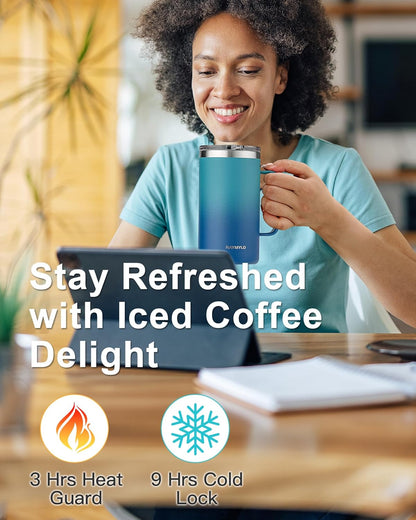 RAYMYLO Insulated Coffee Mug 12 oz, Double Wall Stainless Steel Coffee Mug with Lids, Leak-Proof & Detachable Slider Lid for Thorough Clean, Keeps Coffee Cold for 9 Hrs, Suitable for Camp Home Office