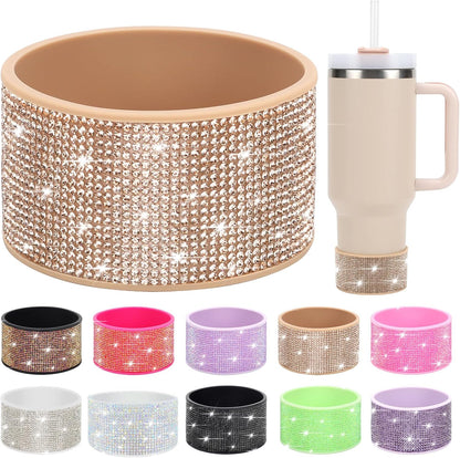 Rhinestone Silicone Boot for 40oz 30oz Stanley Quencher, Anti-Slip Silicone Protector for Qunercher Pro Tour Flip 40oz 30oz, Cup Accessories for 2.75-2.95 inch Trapezoidal Cylinder Base