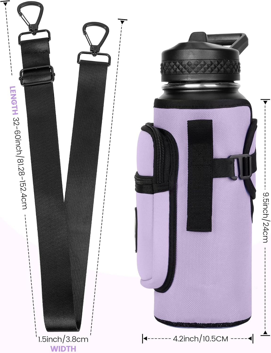 Sports rabbit Universal Water Bottle Holder – Durable Oxford & Neoprene Hybrid Design Compatible with Stanley 30/40oz Handled & 64/87oz Straight Tumblers, Adjustable Strap for Gym, Travel, Outdoors