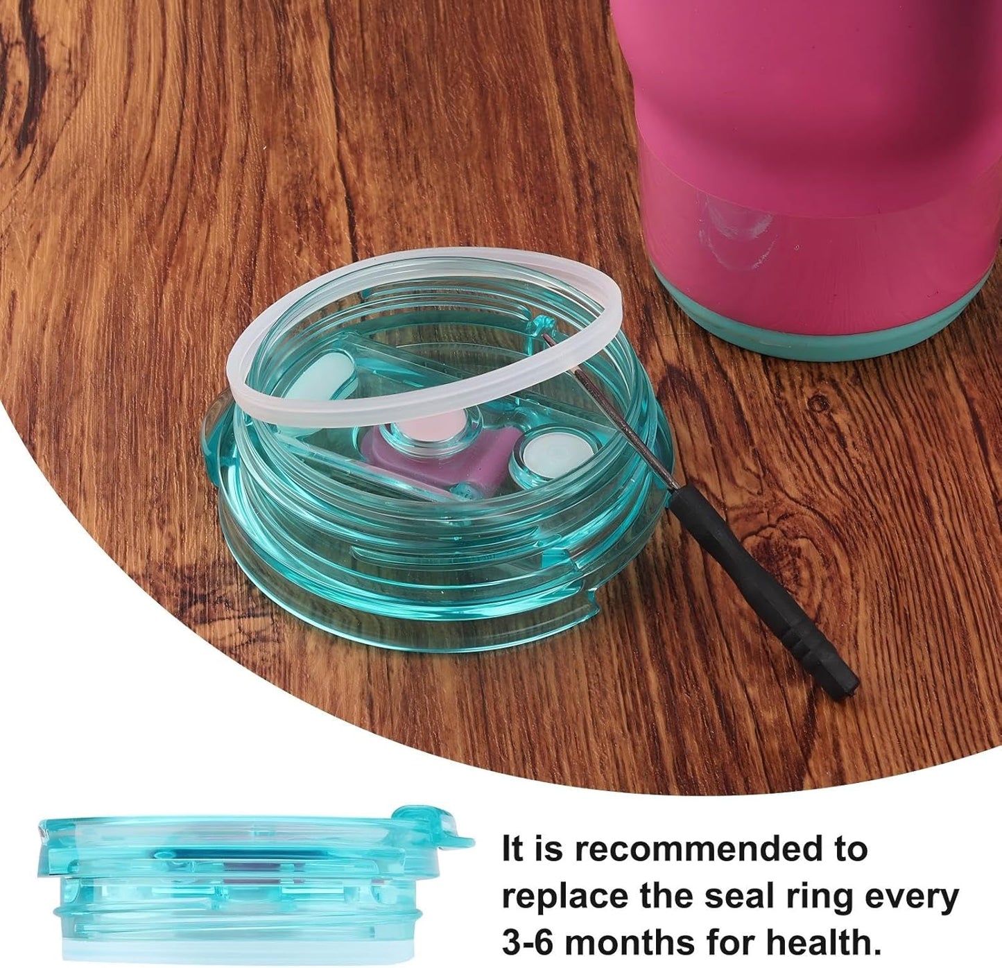 Joshey Tumbler Lid Rubber Seal Replacement Compatible with Reduce Kids Coldee 2.0 Mug 14 oz, 18 oz, 6Pcs BPA-Free Silicone Gasket Accessories
