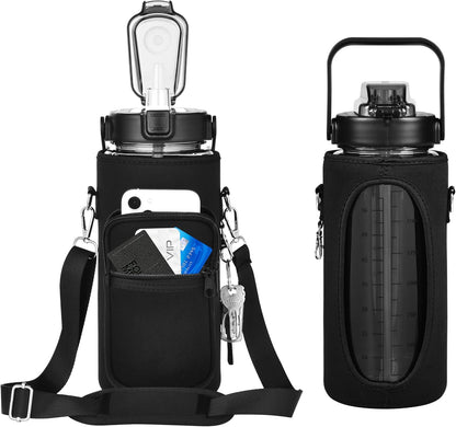 Large Motivational Water Bottle with Straw Time Marker BPA Free for Sport and Fitness (Pink Blue, 64 Oz / Half Gallon)