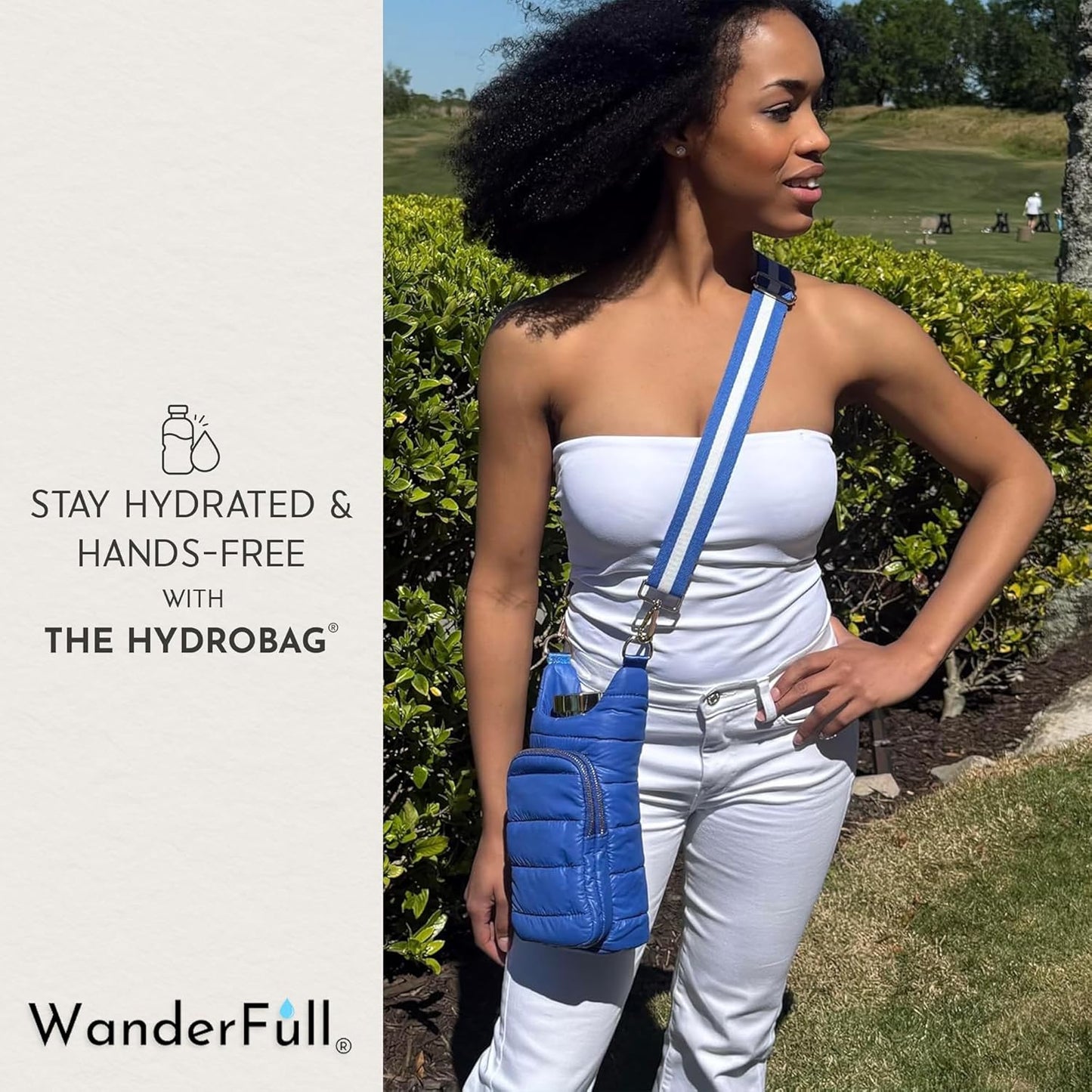WanderFull Original HydroBag Fits Up to 32 oz Water Bottle Holder with Strap – Hands-Free Crossbody Water Bottle Carrier Bag with Phone Pocket - Colors B