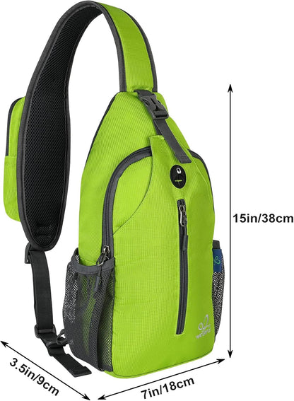 WATERFLY Crossbody Sling Backpack Sling Bag Travel Hiking Chest Bag Daypack (Black)