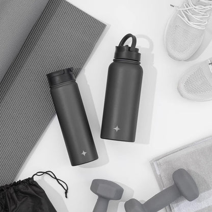 JoyJolt Triple Insulated Water Bottle with Straw Lid AND Flip Lid! 22oz Water Bottle, 12 Hour Hot/Cold Vacuum Insulated Stainless Steel Water Bottle. BPA-Free Leakproof Water Bottles - Thermos Bottle